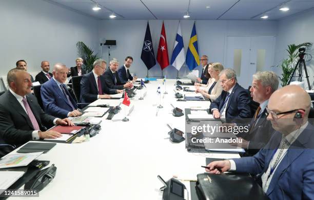 Turkish President Recep Tayyip Erdogan , Turkish Foreign Minister Mevlut Cavusoglu , Finland's President Sauli Niinisto , Sweden's Prime Minister...