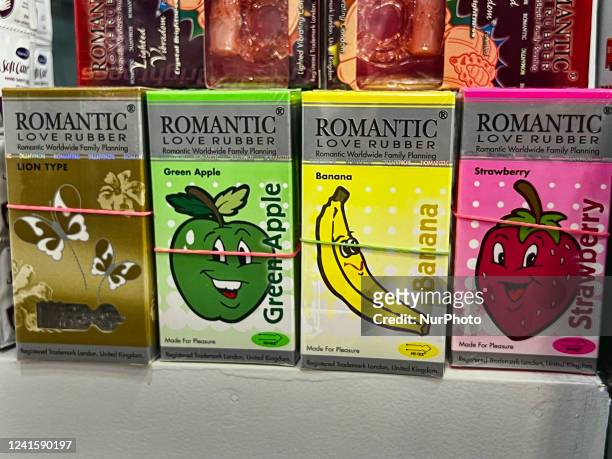 Flavored condoms on display at a shop in Thiruvananthapuram , Kerala, India, on May 30, 2022.