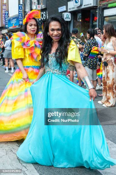 Toronto, ON, Canada June 26, 2022: Parade Transgender posing for a photo at the 2022 Annual Pride Parade of Pride Month in Toronto Downtown