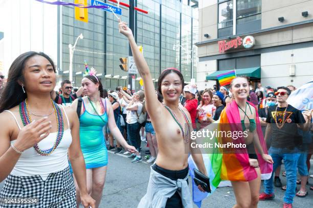 Toronto, ON, Canada June 26, 2022: Participants at the 2022 Annual Pride Parade of Pride Month in Toronto Downtown