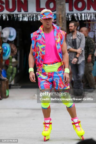 Ryan Gosling is seen on the set of the movie 'Barbie' on June 28, 2022 in Los Angeles, California.