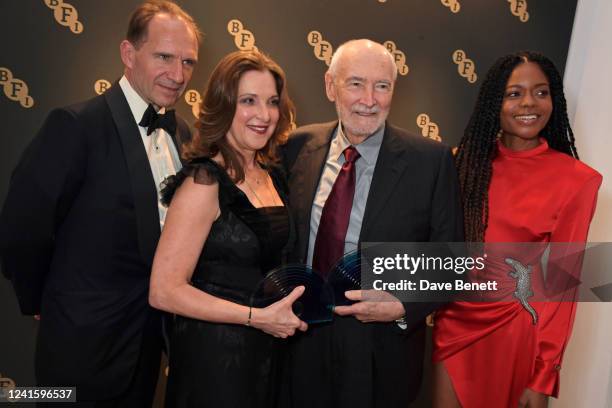 Ralph Fiennes, Barbara Broccoli, Michael G. Wilson and Naomie Harris attend the BFI Chair's Dinner awarding BFI Fellowships to James Bond producers...