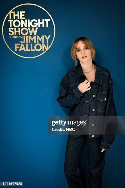 Episode 1680 -- Pictured: Actress Maya Hawke poses backstage on Tuesday, June 28, 2022 --