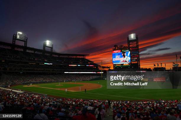 General view of Citizens Bank Park in the bottom of the fifth inning during the game between the Atlanta Braves and Philadelphia Phillies on June 28,...