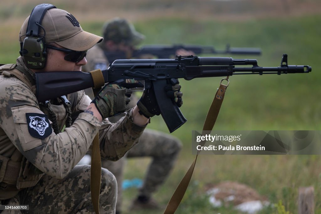 Azoz Regiment Azov Regiment soldiers fire weapons during target practice on June ...