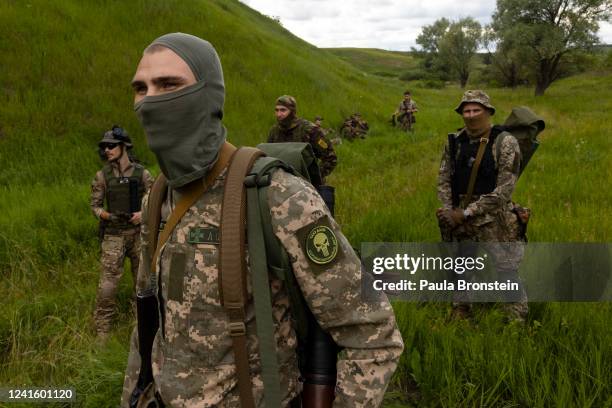 Azoz Regiment Azov Regiment soldiers get ready for target practice on June 23, 2022 ...
