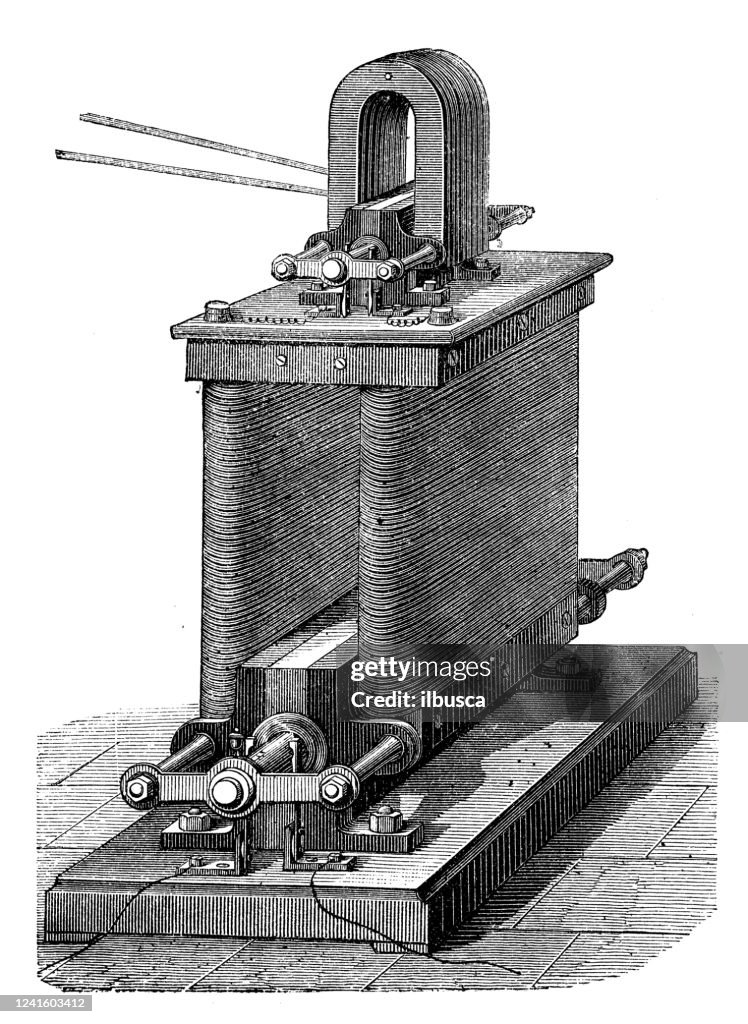 Electrical Machine Figure Antique Illustration Electrical Machine High-Res Vector Graphic - Getty ...