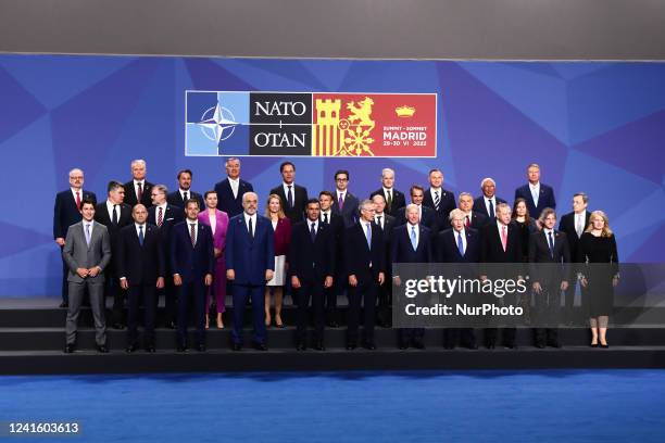 Leaders pose for the family photo during the NATO Summit in Madrid, Spain on June 29, 2022.