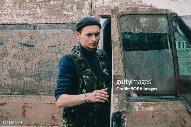 Volunteer with his evacuation ambulance is going to the frontline. The military hospital in Pokrovskoe, Dnepropetrovsk region, stabilizes wounded...