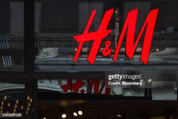 Logo outside the Hennez & Mauritz store at Oxford Circus in central London, UK, on Wednesday, June 29, 2022. Regent Street, London's premier shopping...