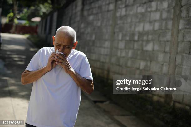 Miguel Angel Lara cries in front of the local media after the deaths of his grandsons Alejando and Fernando Caballero on June 29, 2022 in Santa...