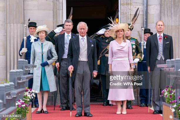 Princess Anne, Princess Royal, Vice Admiral Sir Tim Laurence, Prince Charles, Prince of Wales, known as the Duke of Rothesay while in Scotland,...
