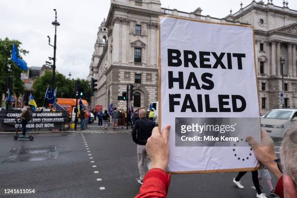 Anti-Brexit campaigners continue their protest against Brexit and the Conservative government on 29th June 2022 in London, United Kingdom. A...