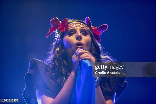 Crimean Tatar singer, actress and songwriter and winner of the Eurovision Song Contest 2016 in Stockholm, Sweden Jamala sings for Ukrainian war...