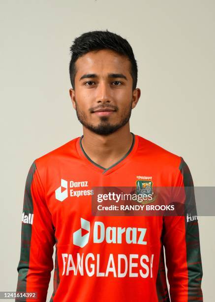 Afif Hossain of Bangladesh poses for a portrait at Habour Club, Rodney Bay, Saint Lucia, on June 28, 2022.