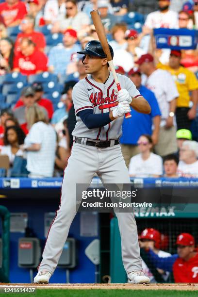 Atlanta Braves first baseman Matt Olson at bat during the Major League Baseball game between the Philadelphia Phillies and the Atlanta Braves on June...