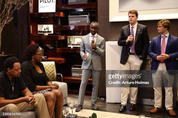 Wendell Carter Sr., Kylia Carter, and E. Courtney Scott attend a Draft Reception, hosted by Laureus Sport for Good USA and IWC in partnership with...