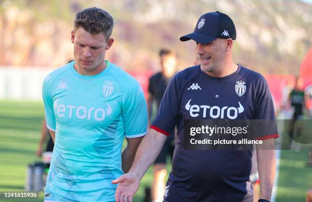 La Turbie, France Friendly Football Match AS Monaco vs. FC St. Gallen 1879 with Coach Philippe Clement and german Goalkeeper Alexander Nuebel, Nubel....