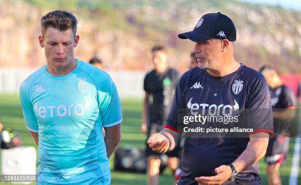 La Turbie, France Friendly Football Match AS Monaco vs. FC St. Gallen 1879 with Coach Philippe Clement and german Goalkeeper Alexander Nuebel, Nubel....