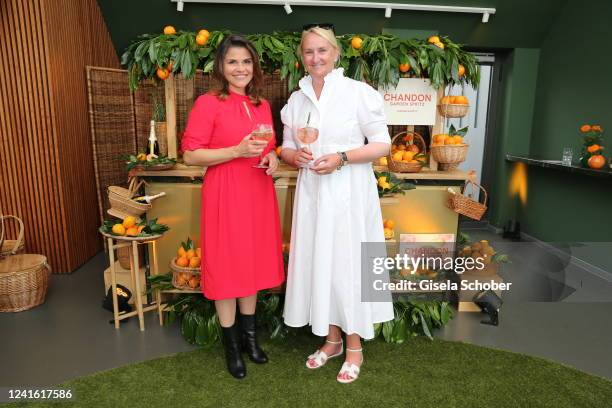 Katharina Wackernagel, Sybille Scherer, CEO Chandon, during the "Secret Garden" summer party by Chandon / Garden Spritz at Hartmanns on June 29, 2022...