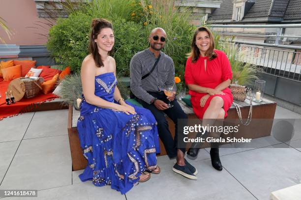 Katharina Nesytowa, Murali Perumal, Katharina Wackernagel during the "Secret Garden" summer party by Chandon / Garden Spritz at Hartmanns on June 29,...