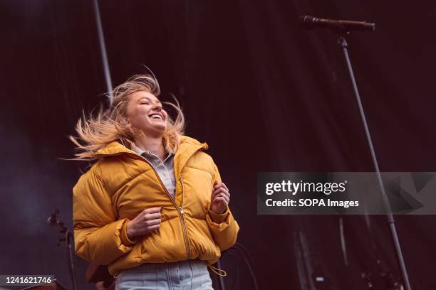 Astrid Smeplass better known as Astrid S performs on stage at Popaganda Festival in Stockholm.