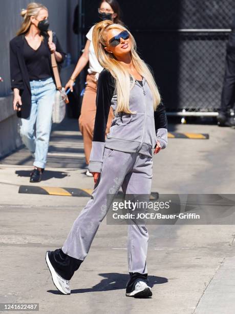 Paris Hilton is seen arriving at 'Jimmy Kimmel Live' Show on June 29, 2022 in Los Angeles, California.
