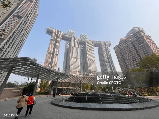 Crystal Corridor, a landmark building at Raffles Plaza in Chongqing, China, on December 1, 2021. The crystal corridor connects four skyscrapers about...