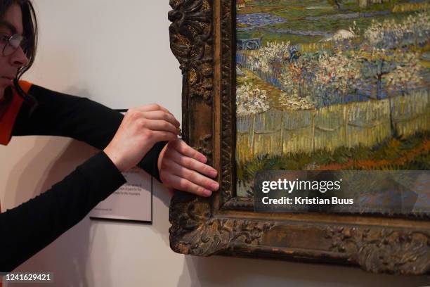 Just Stop Oil climate activists glue themselves to a Van Gogh painting at the Courtauld Gallery on the 30th June 2022 in London, Unted Kingdom. The...