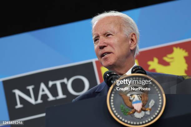 President of the United States Joe Biden during the press conference on the final day of the NATO Summit in Madrid, Spain on June 30, 2022.