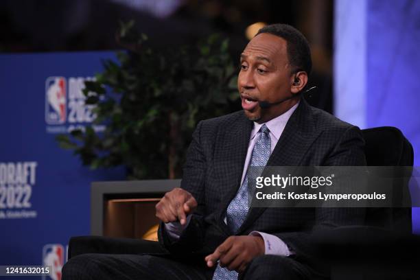 Analyst Stephen A. Smith reports on the 2022 NBA Draft on June 23, 2022 at Barclays Center in Brooklyn, New York. NOTE TO USER: User expressly...