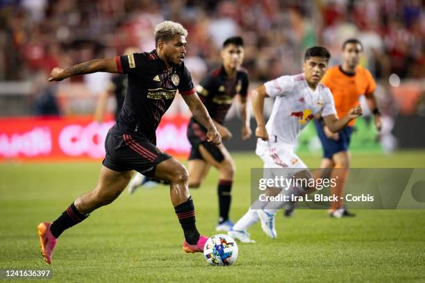 Josef Martínez of Atlanta United takes the ball to the goal in the second half of the Major League Soccer match against New York Red Bulls at Red...