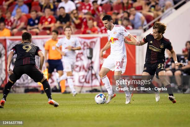 Lewis Morgan of New York Red Bulls controls the ball in the first half of the Major League Soccer match against Atlanta United at Red Bull Arena on...