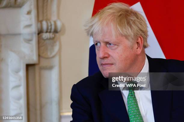 British Prime Minister Boris Johnson meets New Zealand Prime Minister Jacinda Ardern at Downing Street, on July 1, 2022 in London, United Kingdom.