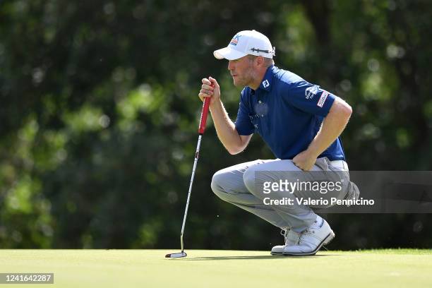 Matt Ford of England lines up a putt on 14th green during Day Two of the Italian Challenge Open at Golf Nazionale on July 01, 2022 in Viterbo, Italy.