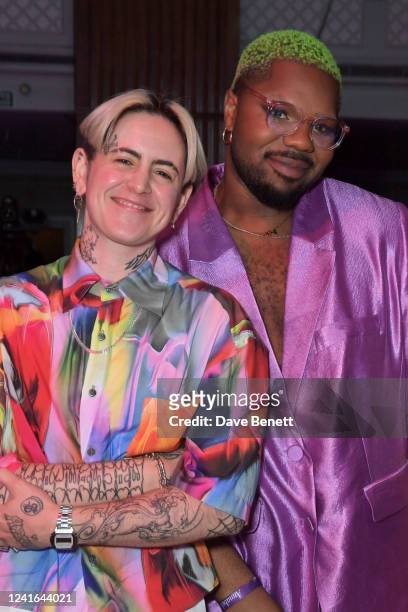 Aries Moross and MNEK attend the Nordoff Robbins O2 Silver Clef Awards at The Grosvenor House Hotel on July 1, 2022 in London, England.