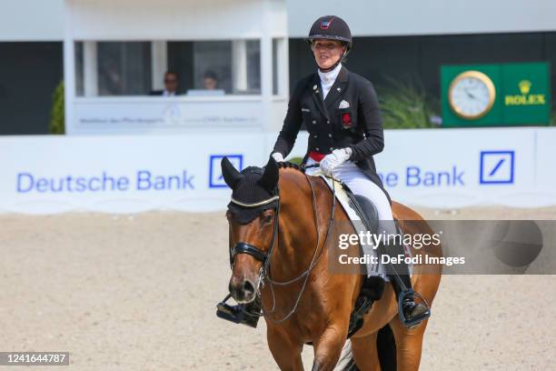 Cathrine Dufour of Denmark with Vamos Amigos at the competion Grand Prix CDIO5 Evaluation for the Lambertz Nations Cup during the World Equestrian...