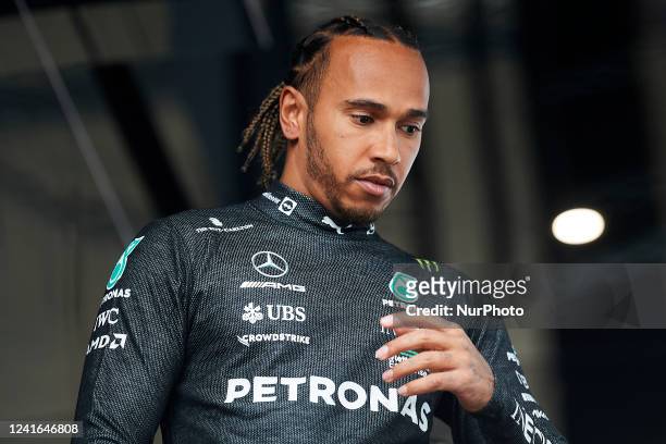 Lewis Hamilton of Great Britain and Mercedes AMG Petronas F1 Team during practice ahead of the F1 Grand Prix of Great Britain at Silverstone on July...