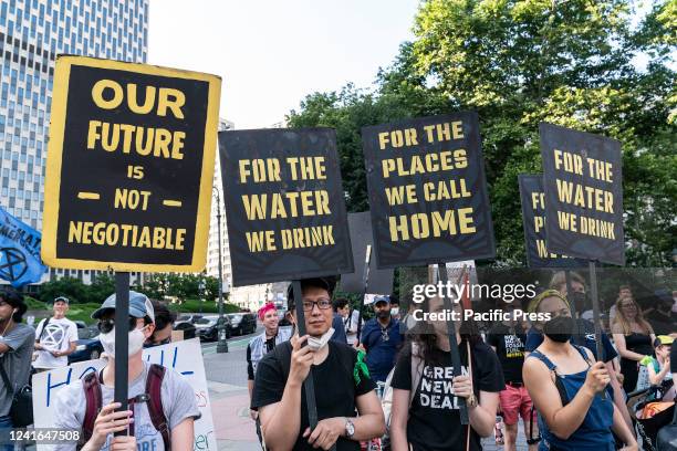 Activists rallied on Foley Square organized by Extinction Rebellion climate group after Supreme Court decision against EPA . Earlier in the day...