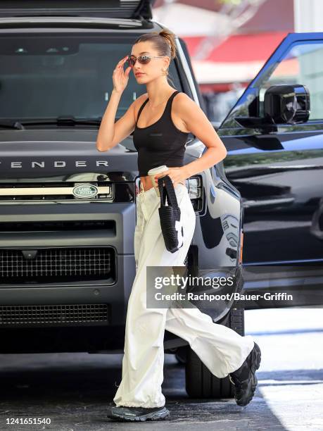 Hailey Bieber is seen on July 01, 2022 in Los Angeles, California.