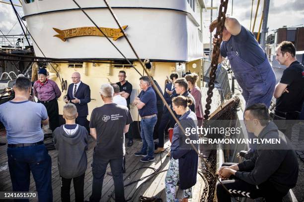Minister Henk Staghouwer visits a fishing boat in Urk, Netherlands, on July 1, 2022. - Netherlands OUT / Netherlands OUT / Urk,Ramon van...
