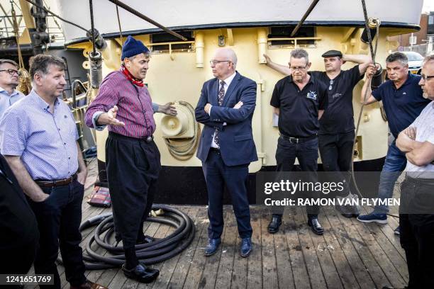 Minister Henk Staghouwer visits a fishing boat in Urk, Netherlands, on July 1, 2022. - Netherlands OUT / Netherlands OUT / Urk,Ramon van...