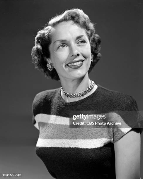 Pictured is Jinx Falkenburg featured on the CBS television program, PREVIEW. April 16, 1949.