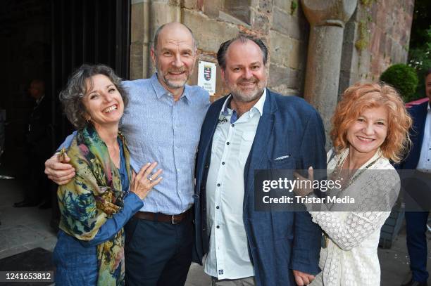 Götz Schubert, his wife Simone Witte and Markus Majowski and his wife Barbara Majowski attend the Bad Hersfelder festival opening 2022 with the play...