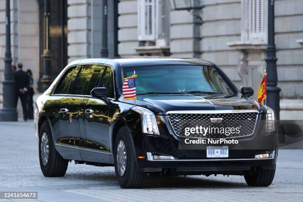 Presidential car called 'The Beast' arrives to the the Royal Palace during the NATO Summit in Madrid, Spain on June 28, 2022.