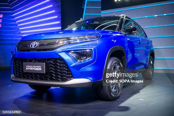 New Toyota Urban Cruiser Hyryder car during the launch. Toyota unveiled the new Urban Cruiser Hyryder at Hyatt Aerocity, Toyotas first Self-charging...