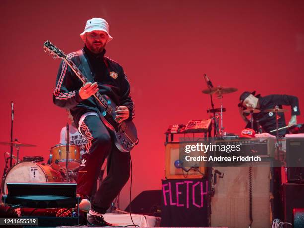 Arnim Teutoburg-Weiß and Dennis Kern of German band Beatsteaks perform live on stage during a concert at Parkbuehne Wuhlheide on July 1, 2022 in...