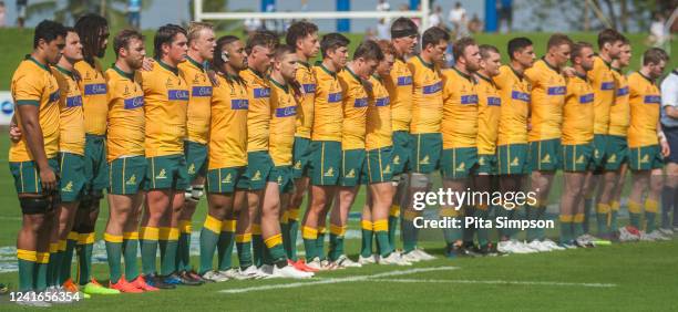 Australia A during the World Rugby Pacific Nations match between Australia A and Samoa at HFC Stadium on July 2, 2022 in Suva, Fiji.