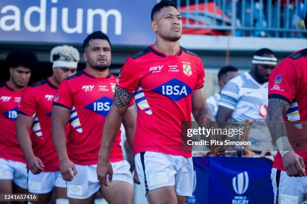 Israel Folau During of Tonga against Flying Fijian during the World Rugby Pacific Nations 2022 match between Fiji and Tonga at HFC Stadium on July 2,...