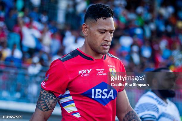 Israel Folau During of Tonga against Flying Fijian during the World Rugby Pacific Nations 2022 match between Fiji and Tonga at HFC Stadium on July 2,...